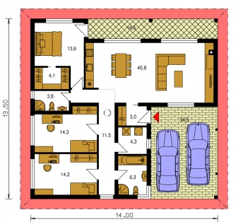 Plan de sol du rez-de-chaussée - BUNGALOW 214